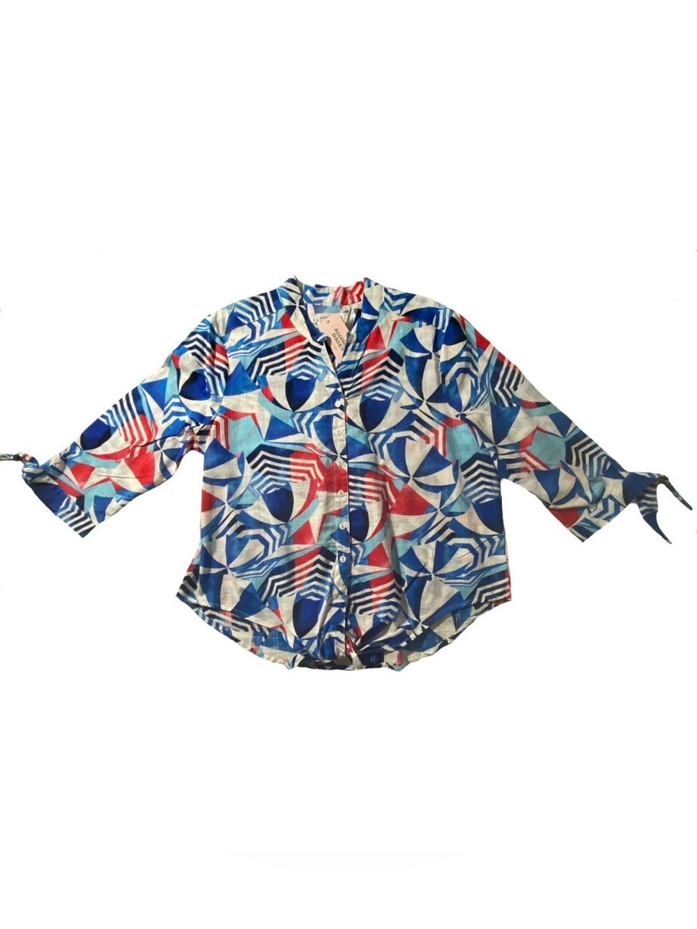 NEW Petite Allison Daley Navy Red White Nautical Tie Front Top Blouse  $69